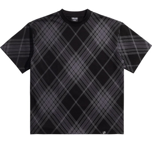 PLAID T-SHIRT - BLACK